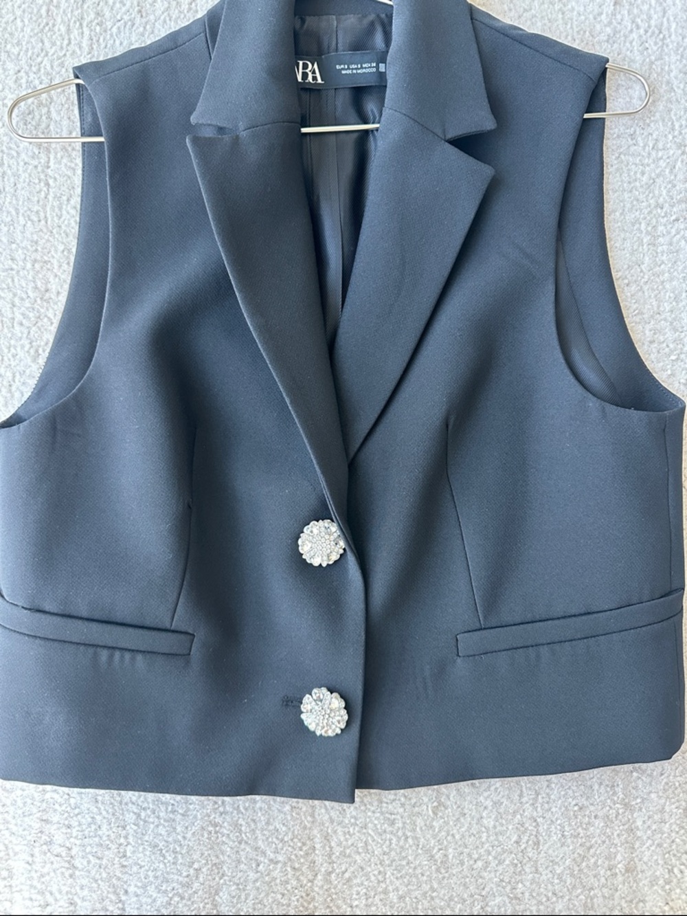 Zara Black Tailored Vest with Signature Label